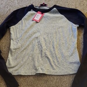 Edikted Black and Gray Raglan Top